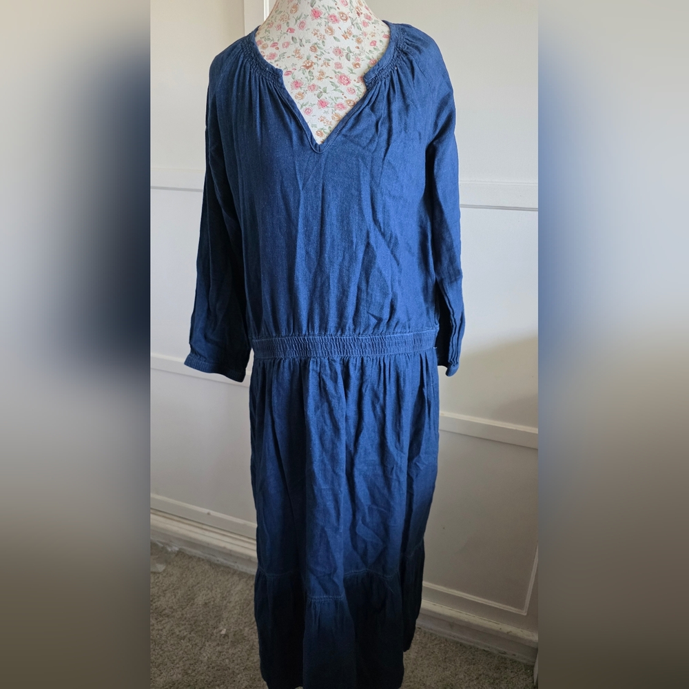 Lauren Ralph Lauren Navy Long Sleeve Dress Size Large - Picture 4 of 10